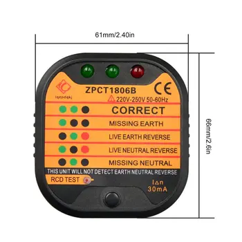 ZPCT1806B Priza Socket Tester Detector Circuit de Polaritatea Tensiunii de Plug Breaker UE Ground Zero Comutator de Linie de Siguranță Electroscop