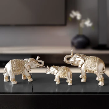 Familia elefant Figurine de rasina Thailanda elefant statuie pentru birou, camera de zi handmade decoratiuni drăguț Animale ornamente