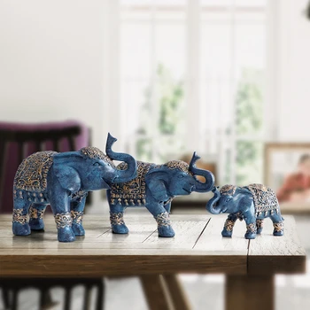 Familia elefant Figurine de rasina Thailanda elefant statuie pentru birou, camera de zi handmade decoratiuni drăguț Animale ornamente