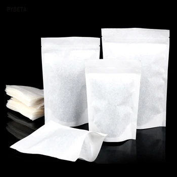 50pcs - Bumbac pungă de hârtie de ambalaj ceai în interiorul sac de stand up husă cu Fermoar geanta