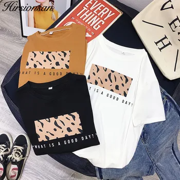 Hirsionsan Leopard de Imprimare tricouri Femei 2019 Primăvară-Vară Fierbinte Tricouri Casual, O-Gat Maneci Scurte Harajuku Rece T-shirt Femei Topuri