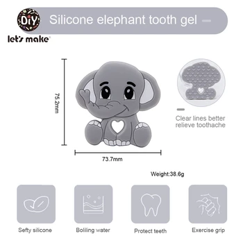 Hai sa Facem 1 buc/5pcs Silicon Teether Margele Elefant Mini Animale BPA Gratuit Rozătoare Masticabile Jucării, Produse pentru Copii Mici Tija Pandents
