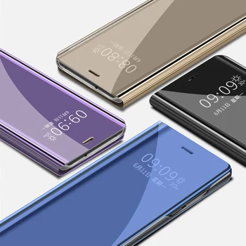 Oglinda Filp din Piele de caz Pentru Samsung Galaxy A6 A7 A9 2018 A750 Smart mirror Cartea Caz pentru Samsnng 6 7 9A Telefon de Lux Acoperi