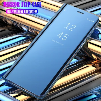 Oglinda Filp din Piele de caz Pentru Samsung Galaxy A6 A7 A9 2018 A750 Smart mirror Cartea Caz pentru Samsnng 6 7 9A Telefon de Lux Acoperi