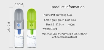 400ml de Companie Filtru Portabil de Călătorie Sticle Pahare de Pisică Câine de Sănătate Alimentare Eco-friendly Plastic de Apă Alimentatoare de Sticla