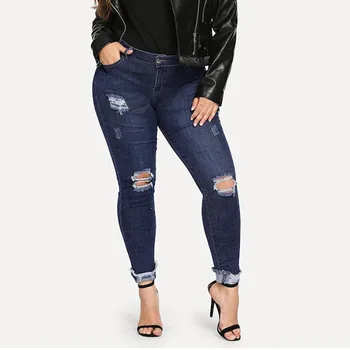 2019 moda noi modele de explozie femei talie mare XL butonul de blugi denim stretch lung blugi confortabile джинсовые шорты 40*