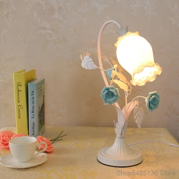 Creative Europene De Flori Roz Lămpi De Masă Prințesă Drăguț Fată Roz Cald Noptieră Lampa De Camera De Zi Dormitor Art Deco Tabelul Lumina