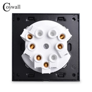Coswall 3 Banda 1 Mod Aleatoriu Click On / Off Lumina de Perete Comutator Cu Indicator LED, Negru / Argintiu Gri Aluminiu Panou de Metal