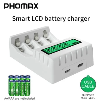 PHOMAX Inteligent Încărcător de Baterie cu indicator cu LED și Circuit de Protecție Scurt Pentru 4 buc AA/AAA NiCd NiMh Baterii Reincarcabile