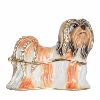Shitzu Câine Figurina De Colectie De Bijuterii Din Metal Breloc Cutie De Depozitare Suvenir Cutie De Cadouri Inedite