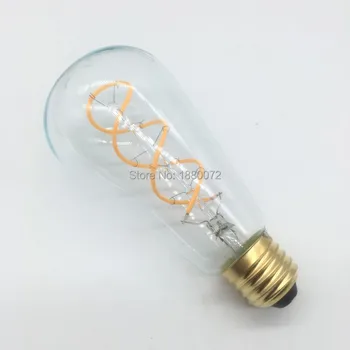 Estompat moale cu incandescență lampa led ST64 4w amber curbat led filament bec