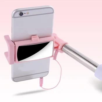 Universal Mini Selfie Stick Extensibil Telefon Selfie Stick Cu Fir La Distanță Și Oglinda Retrovizoare Pentru Telefon New Sosire