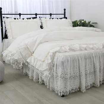 Super Lux dantelă set de lenjerie de pat printesa de top lenjerie de pat pentru pat matrimonial lenjerie de pat Zburli decorative carpetă acopere fusta lenjerie de pat pat set