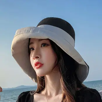 Femei Vara Reversibile Găleată Pălărie de Protecție UV Margine Largă Floppy Sun Beach Capac 28GD