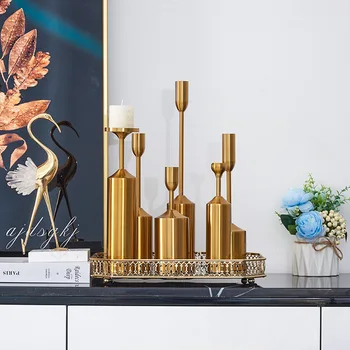Nordic Moderne sfesnice de Aur de Metal de Lux Florale pentru Mesele de Nunta Living Centro De Mesa Decor Acasă BE50CD
