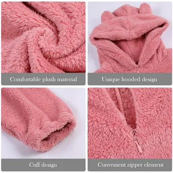 2020-O Singură Bucată Pijamale Pentru Femei Body-Uri Cu Gluga De Iarna Toamna Sleepwear Coral Fleece Gros Cald Drăguț Lung Homewear