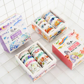 Kinbor 10rolls/set Boutique Washi Tape Set Fiecare Bandă 2meter Lungime Rechizite Bandă de Mascare Cadou de Papetărie Înapoi La Școală