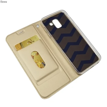 Portofel Caz pentru Samsung Galaxy J6 Plus 2018 J6 Drop-dovada ori Telefonul Caz atracție Magnetică Ultra-subțire Mat Touch