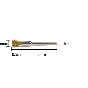 20buc Alamă Perii de Sârmă cu 3mm Tija de Metal de Îndepărtare a Ruginii Rotativ Lustruire Perie Stilou în Formă de Mini-Burghiu Instrument de Putere Accesorii