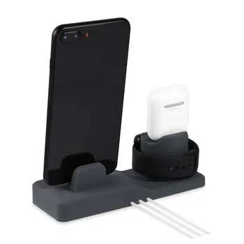 3-în-1 de Încărcare Telefon Mobil Ceas inteligent Cască de Încărcare Consolă Încărcare Stand pentru iPhone iwatch Silicon Bază de Încărcare