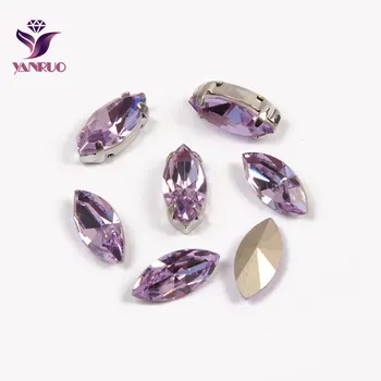 YNARUO 4200 Navette Violet Violet Fantezie Cristale Pietre Strasuri Cusute Diamant pentru Lucrarea Rochii de Decorare