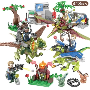 418pcs Dinozaur Luptă Armată Blocuri Cifre Cărămizi Jucării Prinde Capcana Educative pentru Copii, Jucarii Creative