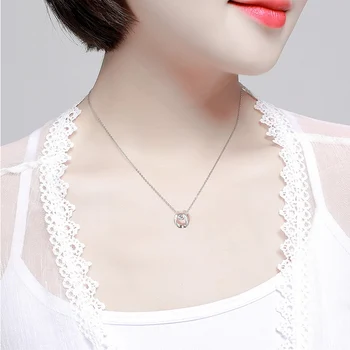Elegant Creat de Cristal Zircon Pandantiv Colier Pentru Femei Lanț Argintiu Petrecere de Nunta de Calitate Superioară Bijoux Bijuterii