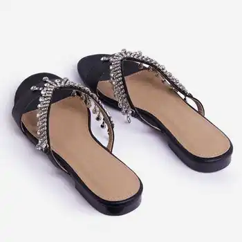 Vara Papuci Femei Sandale de Moda Diamond Pearl Eco-Curea Papuci Sandale Balerini Casual Femei Pantofi Femei Slide-uri
