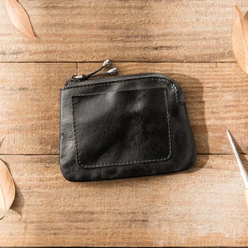 GROJITOO realizate manual din piele de preluare geanta pentru femei și bărbați Mini zero pungă cu piele de sus și de piele ultra subțire portofel