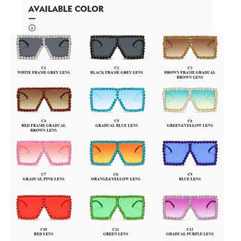 LongKeeper Noi Supradimensionate Diamant ochelari de Soare Femei Bărbați de Lux Stras Pătrat Ochelari de Soare Moda Vintage Nuante Gafas de sol