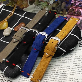 Premium-Calitate piele de Căprioară Vintage din Piele Curele de Ceas Negru Albastru Rosu Watchbands de Înlocuire Curea De Ceas Accesorii 20mm 22mm