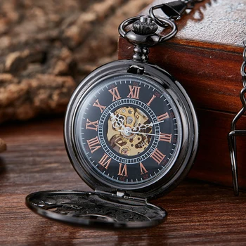 Aur Pandantive Ceas de Buzunar Rafinat Gol Mână Mecanică-lichidare Ceasul de buzunar Colier Ceas Bărbați Femei Cadou