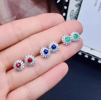 KJJEAXCMY boutique de bijuterii argint 925 incrustat naturale rubin safir smarald feminin cercei suport de revizuire nou de lux