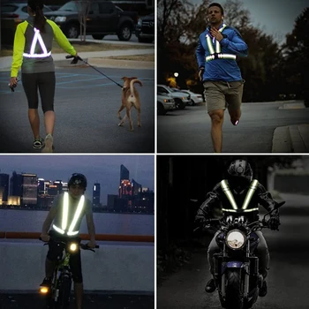 Trafic Munca De Noapte De Siguranță Vestă Reflectorizantă Ciclism Indicator Vesta Unisex Funcționare În Aer Liber Securitate Jacheta Elasticitatea Haine Sport