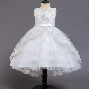 Fata de flori de nunta petrecere de bal conservatie coada rochie de mireasa rochie albă fată Prințesă prima petrecere de ziua coada rochie vestidos de