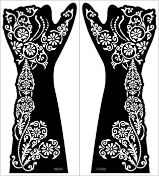 4buc/set Mare de Henna Tatuaj Mână Șabloane Femei Fete Mână Deget Vopsea Henna Tatuaj Modele Stencil DIY Stil Indian