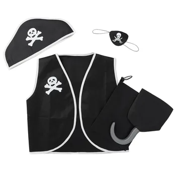 5Pcs Copii Halloween-Costum Pirat Rol Joaca Dress Up Set pentru Baieti Fete Bal costumele Unisex Top fără Mâneci Vesta cu pălărie