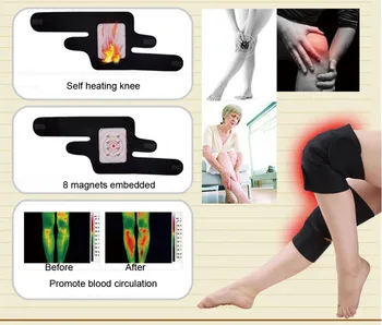 AOLIKES 1 Pereche de Auto-încălzire Kneepad Terapia Magnetică Suport pentru Genunchi Turmalina Genunchi Bretele Curea Genunchi Masaj Pad Genunchi Manșon