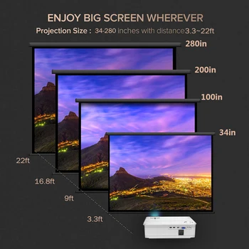 TRANSJEE Nativ 1080p Suport 4K Proiector Full HD Film de Android 3D LED Portabil WIFI Projecor 1920x1080 5800 Lumen Bluetooth