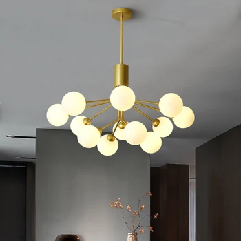 Nordic ramură balon de sticlă umbra candelabru de iluminat modern pentru camera de zi lampa de dormitor romantic aur agățat lumini de prindere led