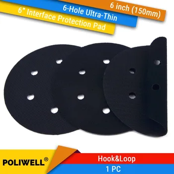 6 Inch(150mm) 6-Gaura Ultra-subțire de Suprafață de Protecție de Interfață Pad pentru Șlefuirea Plăcuțelor și Cârlig&Bucla de Șlefuire Discuri Subțiri Flocking Pad