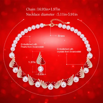 CDE Lux Bijuterii de Nunta Set cu Inima Cristale si Perle de Aur a Crescut Colier Cercei Seturi de Bijuterii de Mireasă