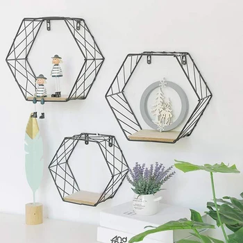 Hexagon Design Montat Pe Perete Rafturi Net Tip Perete Raft De Depozitare Biroul De Acasă Accesorii Decorative