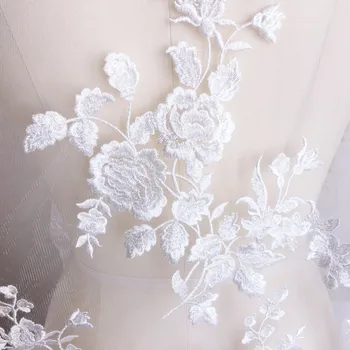 Franceză frumoase flori brodate dantelă tesatura nunta Romantica paiete DIY rochie de dantelă transport gratuit RS558