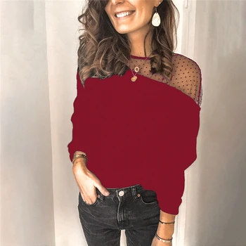 Femei De Moda Mozaic Dantelă Topuri De Înaltă Calitate, Camasi Cu Maneca Lunga Nou Femeie Shirt Pentru Femeie Îmbrăcăminte