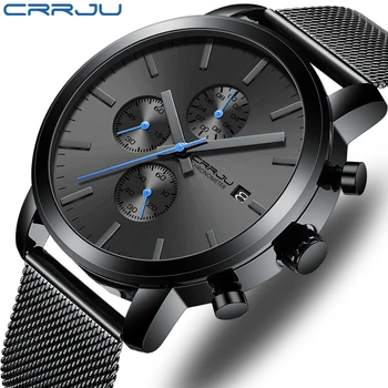 CRRJU de Afaceri de Moda Ceas pentru Bărbați din Oțel Inoxidabil Ceas de mână pentru Bărbați impermeabil Militar Data de Cuarț ceasuri relogio masculino