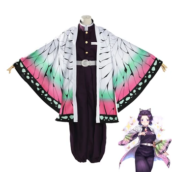 Anime Demon Slayer Kimetsu nu Yaiba Kochou Shinobu Uniformă Cosplay Costum Femei Haori Kimono Rochie de Petrecere