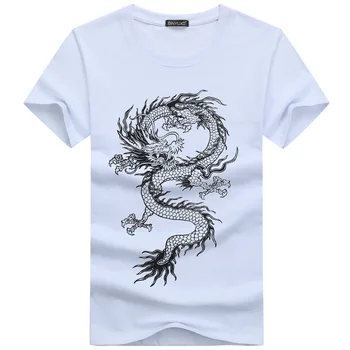 S-5XL Bărbați T-Shirt pentru Bărbați Haine din China Dragon Desene animate de Imprimare de Bumbac cu mânecă Scurtă T-shirt Stil Casual Camasi Barbati Plus Dimensiune