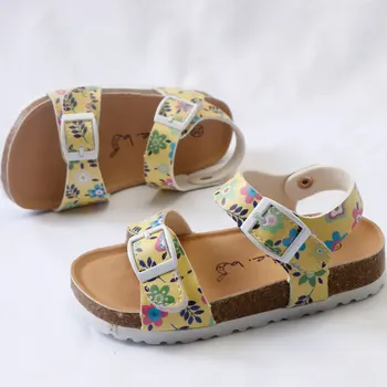 De Vară 2020 Fete Sandale de Imprimare din Piele Pu Dopuri de Deget de la picior Deschis Slide-uri Apartamente cu Fetita Pantofi pentru Școală Copil 2-12 Ani