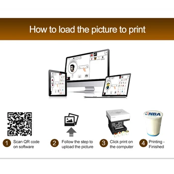 Automate de 4 Cesti de Cafea Printer Selfie Foto Imprimanta cu Sistem CISS Comestibile de Cerneală de Imprimare Mașină pentru Cappuccino cu Biscuiți Tort